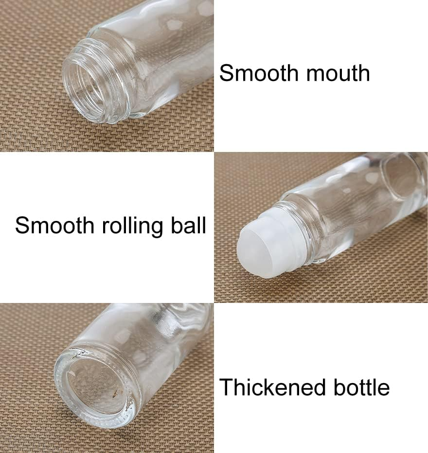 4Pcs 30Ml/1Oz Clear Glass Deodorant Roller Bottle with Plastic Roller Ball & Black Lid Deodorant Bottles Essential Oil Roller Bottles Empty Deodorant Containers for Essential Oils Deodorant