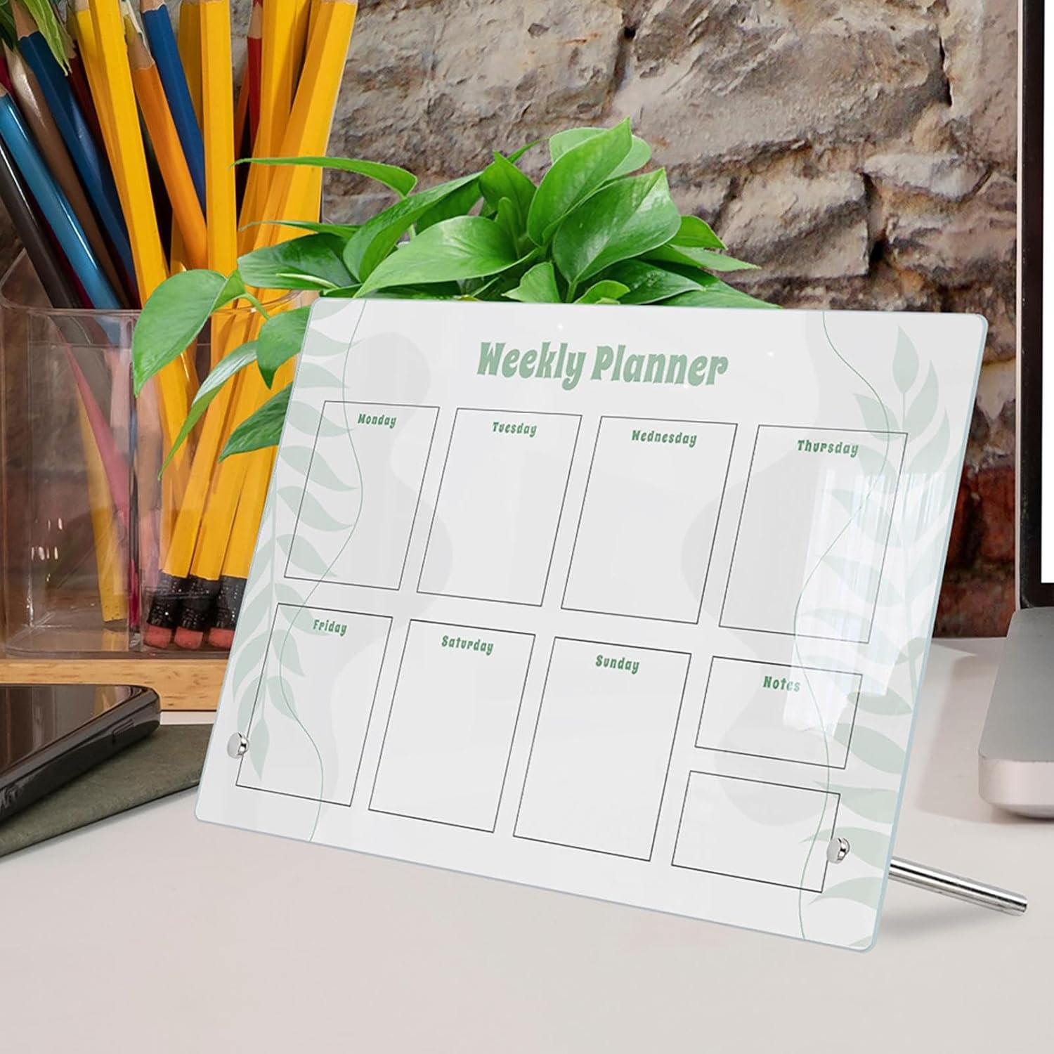 Whiteboard Planner - Weekly Calendar Planning Noteboard with Stand,Weekly Desktop Whiteboard, Calendar Planning Noteboard for Planning, Jmedic
