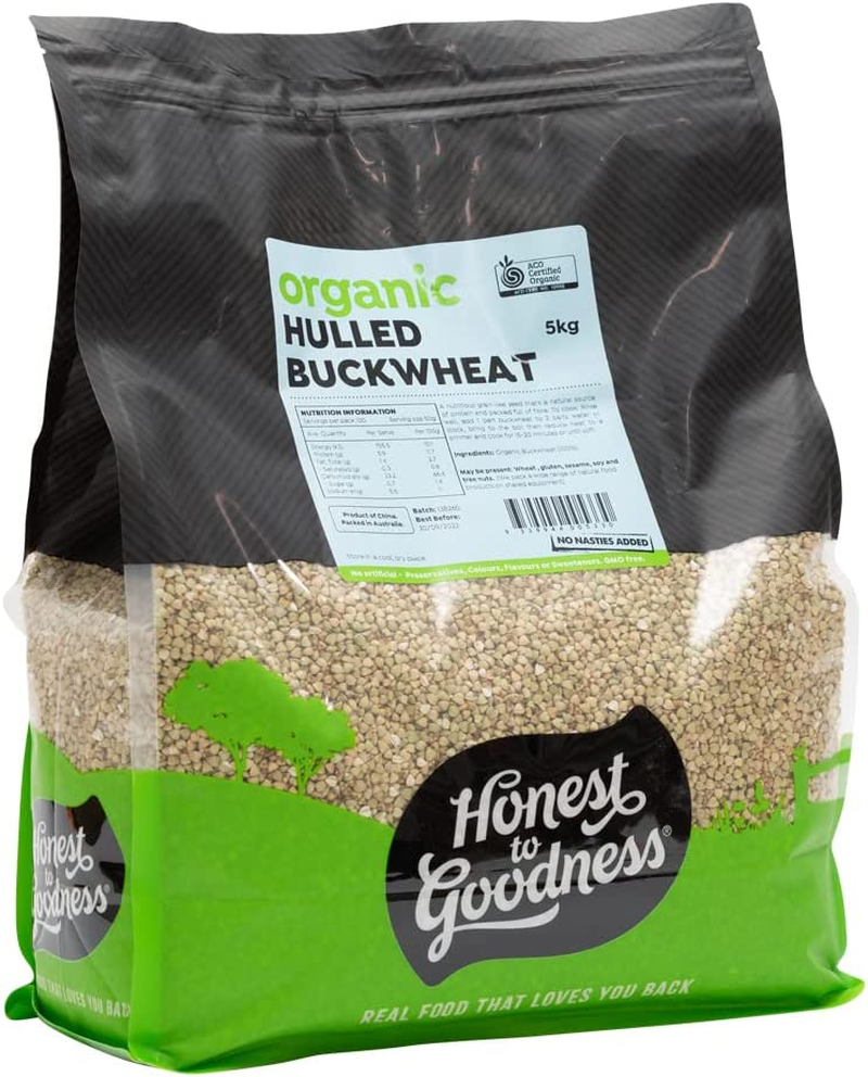 Honest to Goodness Organic Buckwheat Hulled, 5 Kg Kilogram - an Extremely Versatile Ingredient with a Distinctive Nutty Flavour, Non GMO and Preservative Free. image number 1