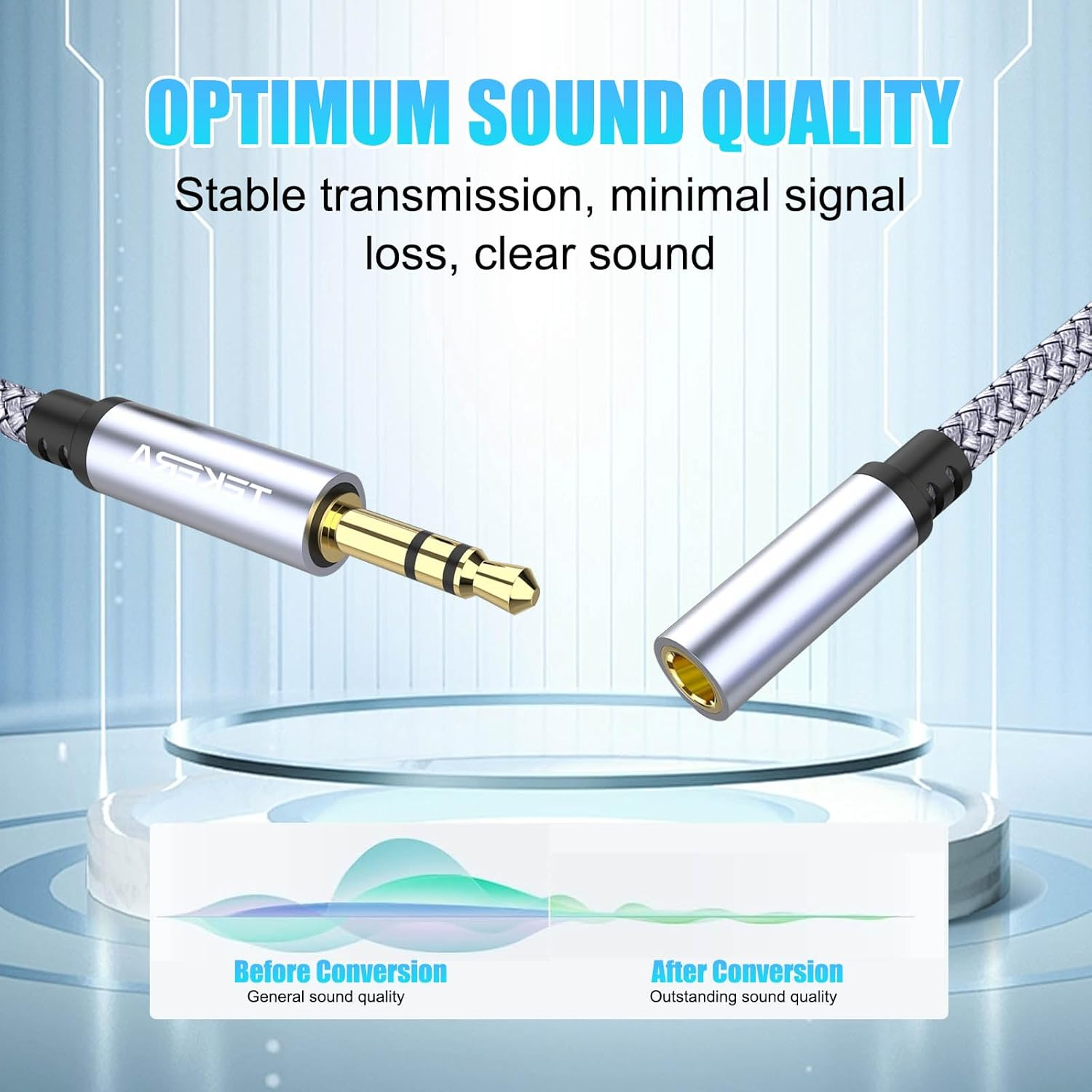 TEKERA 3.5Mm Headphone Extension Cable 1M, TRS Male to Female Stereo AUX Audio Cable, Hi-Fi Jack Extender with Nylon Braided Jacket, Compatible with Headphones, Car Stereo, Speakers, Laptops (3FT/1M) image number 2