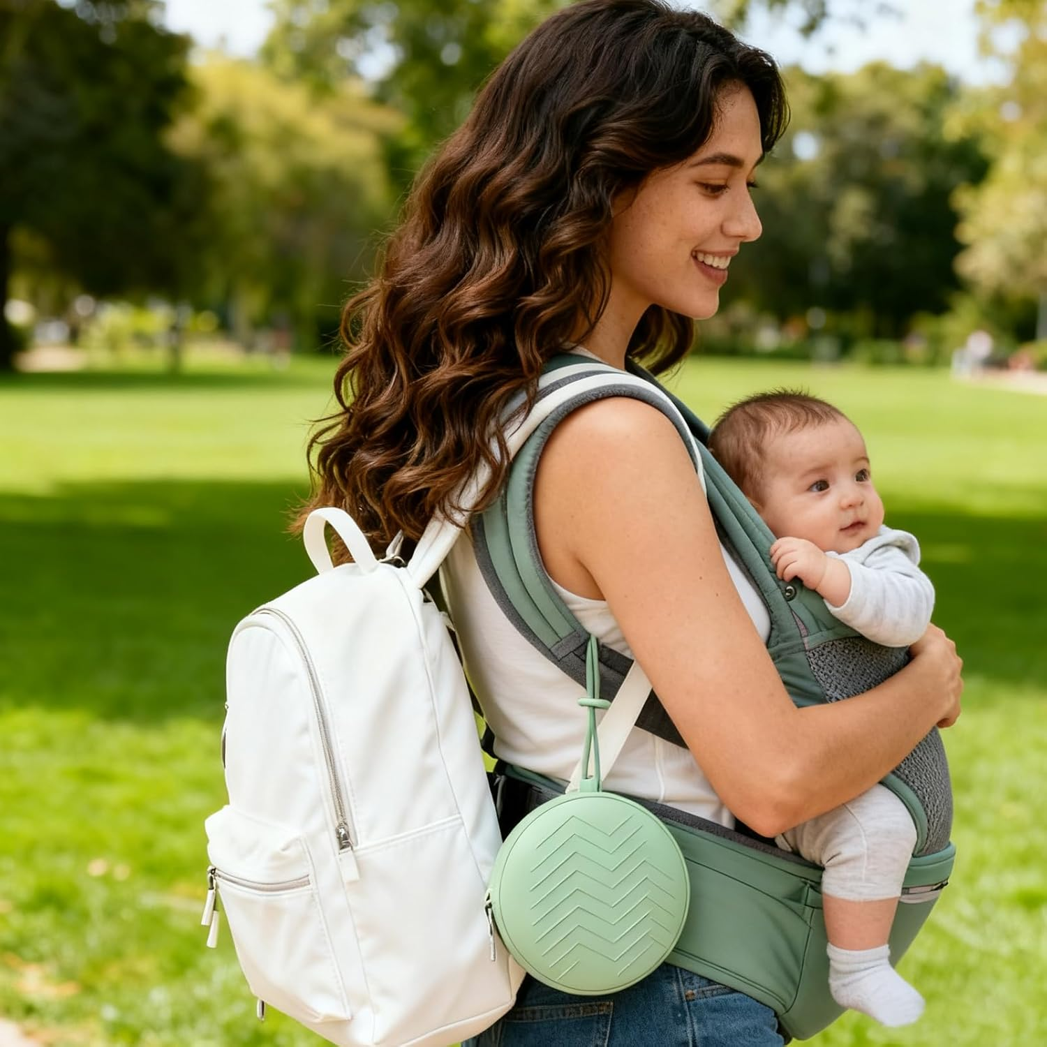 2 Pack Silicone Pacifier Case + 2 Dummy Chain, Green+Blue Pacifier Holder & Silicone Pouch, Portable Pacifier Holder Case with Pacifier Clip & Dummy Clip, Safe for Baby image number 2