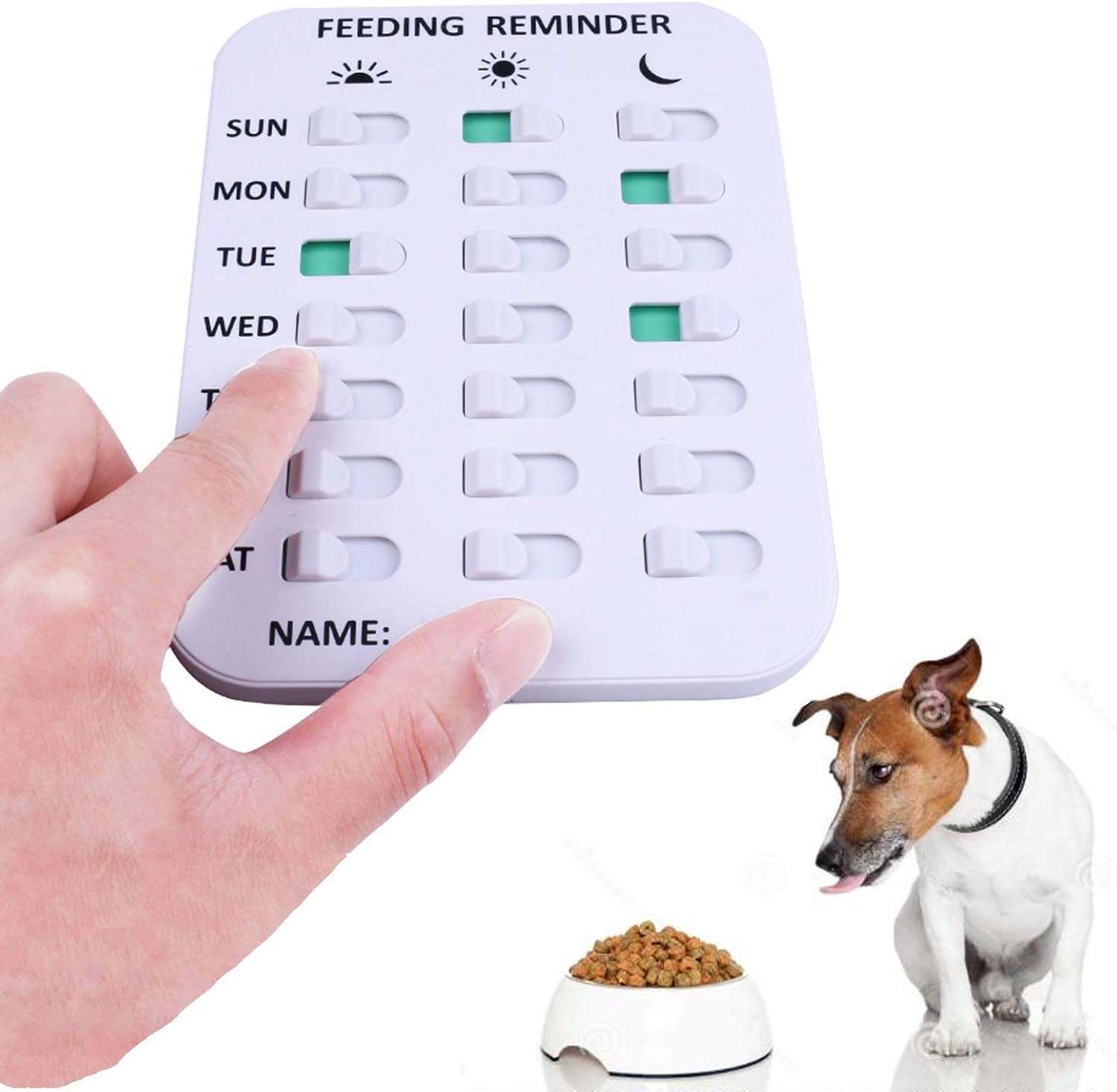 Kwispel Pet Feeding Reminder for Dogs Cats - Magnetic Sticker 3 Times a Day Indication Chart Feed Your Pets, Magnets and Double Sided Tape, Did You Feed the Dog Cat Fish Your Kid? image number 2