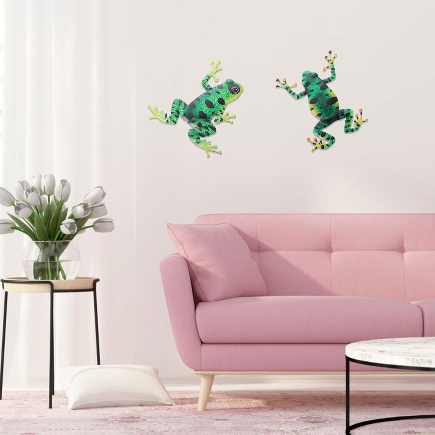 LIFKOME Creative Household Decor Vivid Iron Frogs Decor 2Pcs Iron Wall Hanging Sculptures Artistic Home Craft for Interior Wall Decoration