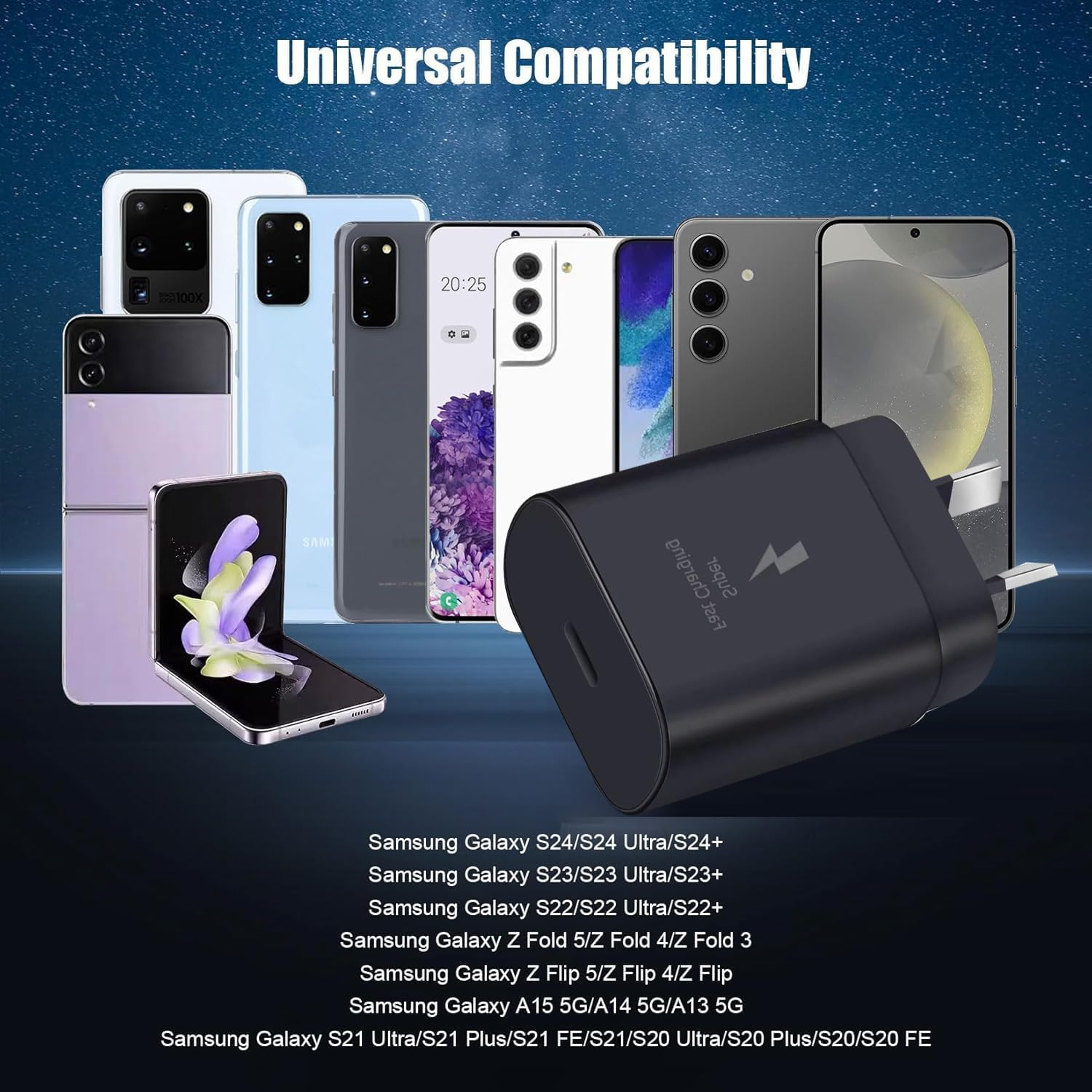 USB C Fast Charger for Samsung, 25W Super Fast Type C Charger Block, Phone Wall Plug Charger for Samsung Galaxy S25/S24 Ultra/S23/S22/S21/S20/Note 20/10, Pixel 6 5 4 Pro Xl/Iphone 16/15 Series (Black)