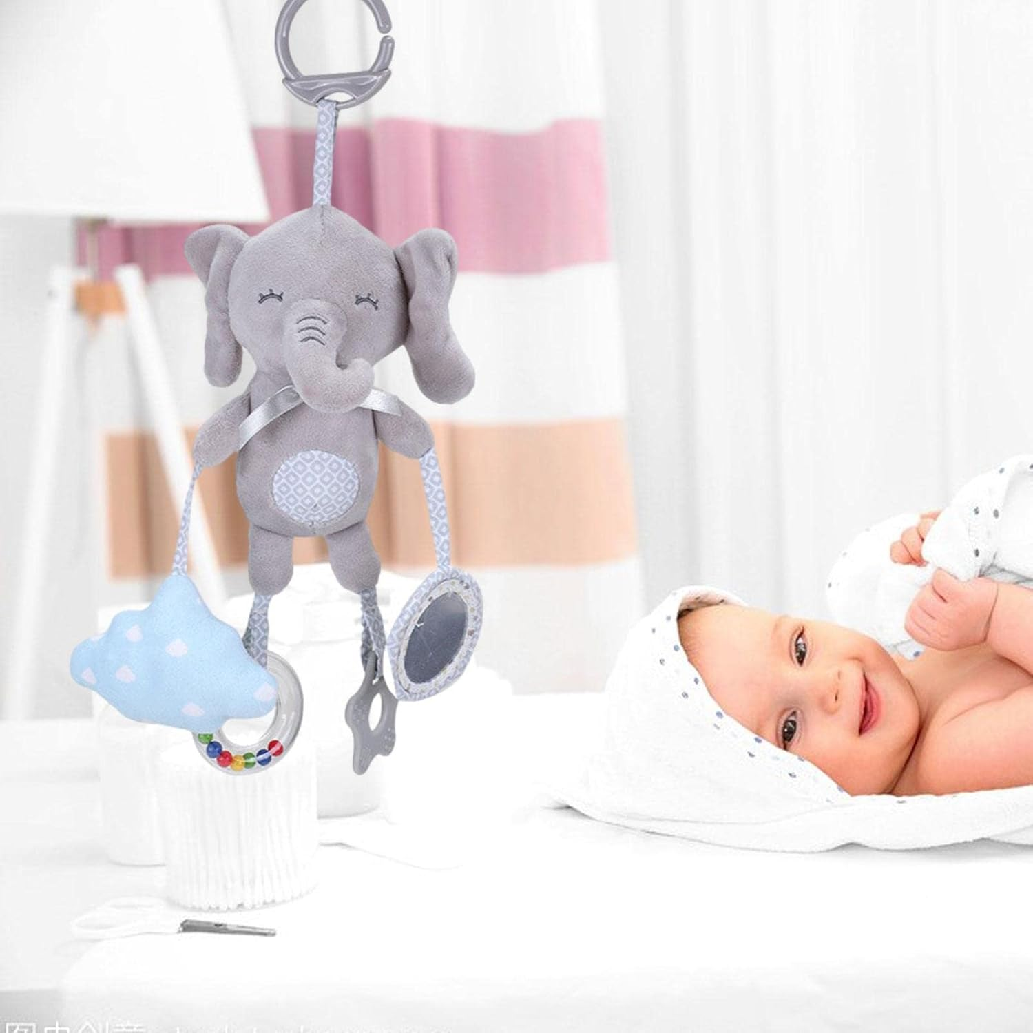 Baby Hanging Toys | Newborn Stroller Car Crib Toys,Animal Shape Soft Squeaky Sensory Learning Toy for Boys Girls 3 6 9 12 Months Borato image number 2