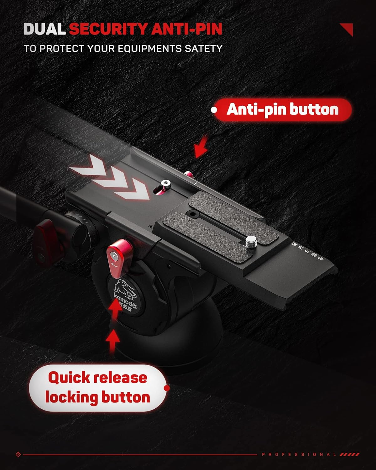 IFOOTAGE Komodo K5S Fluid Head, Aluminum Tripod Head Camera Video Head for DSLR Camera, Camcorder, Monopod and Tripod, Payload 5KG/11LB image number 1