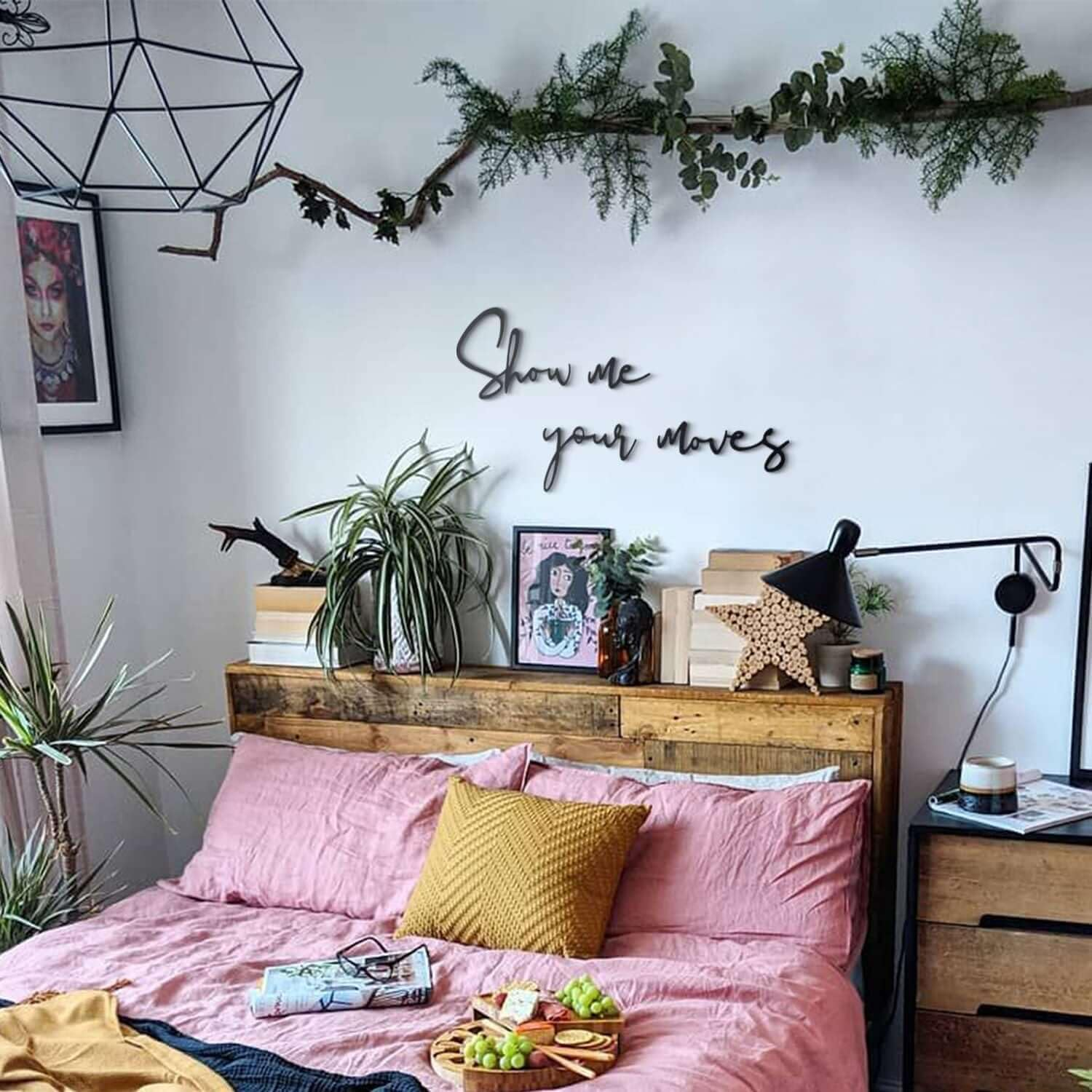 Hoagard Show Me Your Moves Metal Wall Art &ndash; Fun Gaming Room Decor, Retro Arcade Sign, Gamer Wall Decor for Living Room, Dining Room, Bedroom, Game Room, Man Cave, Minimalist Black Metal Artwork image number 1