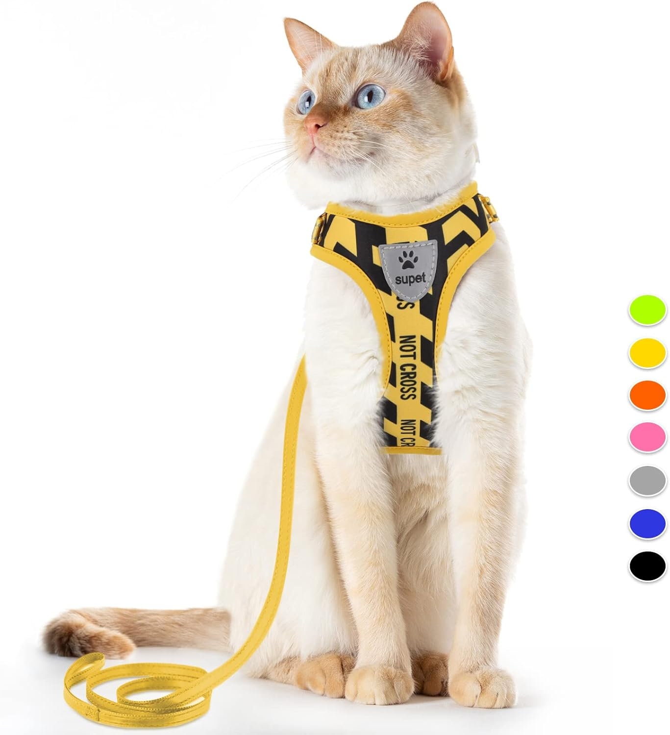 Supet Cat Harness and Leash Escape Proof, Adjustable Breathable Vest with Reflective Trim for Large Small Cats Kittens Puppies