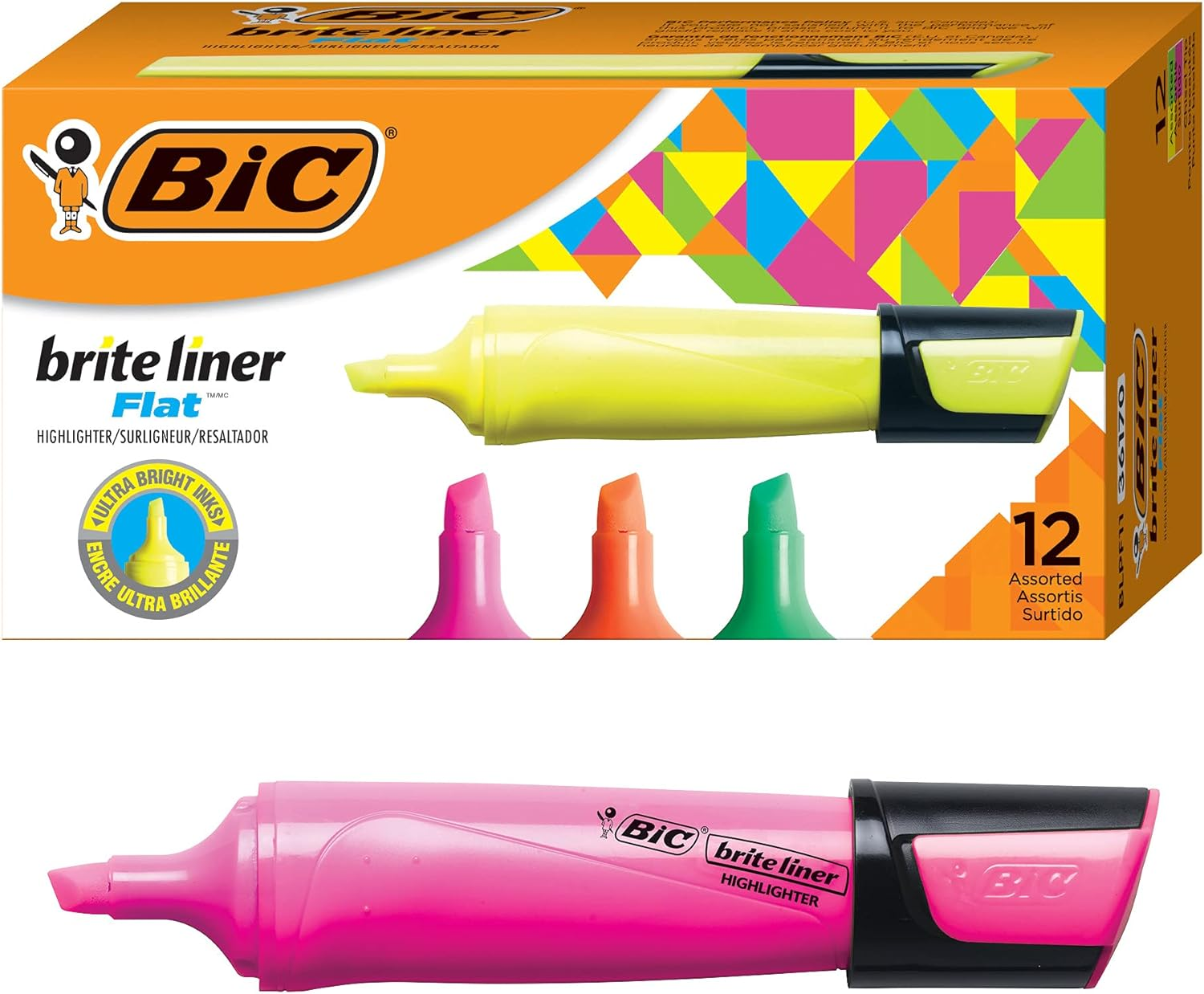 BIC Brite Liner Highlighters, Chisel Tip, Assorted Colors, 5-Count