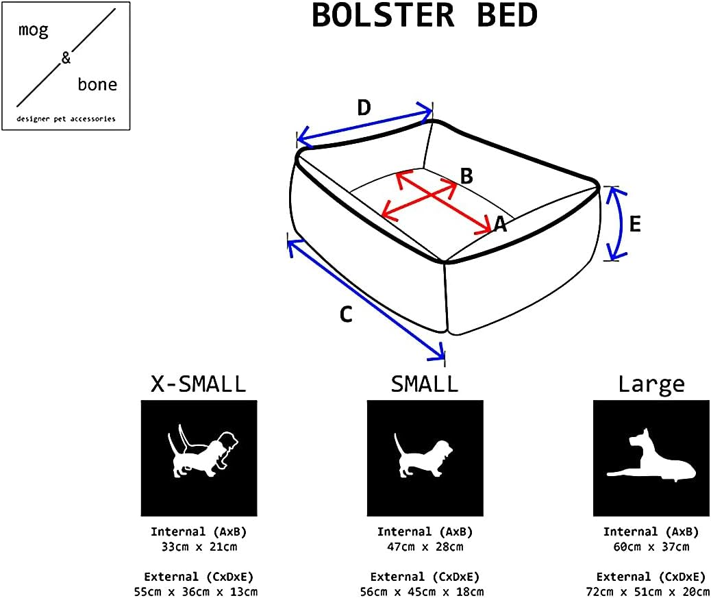 Mog & Bone Bolster Dog Bed, Navy Hamptons Stripe, Small