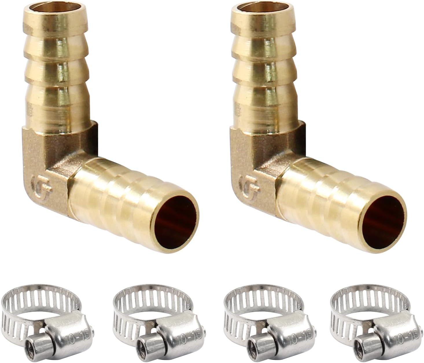 Hordion 2PCS 1/2" Hose Barb Fitting 90 Degree Elbow Connector, Right Angle Brass Barbed Fitting for Water Fuel Air image number 6