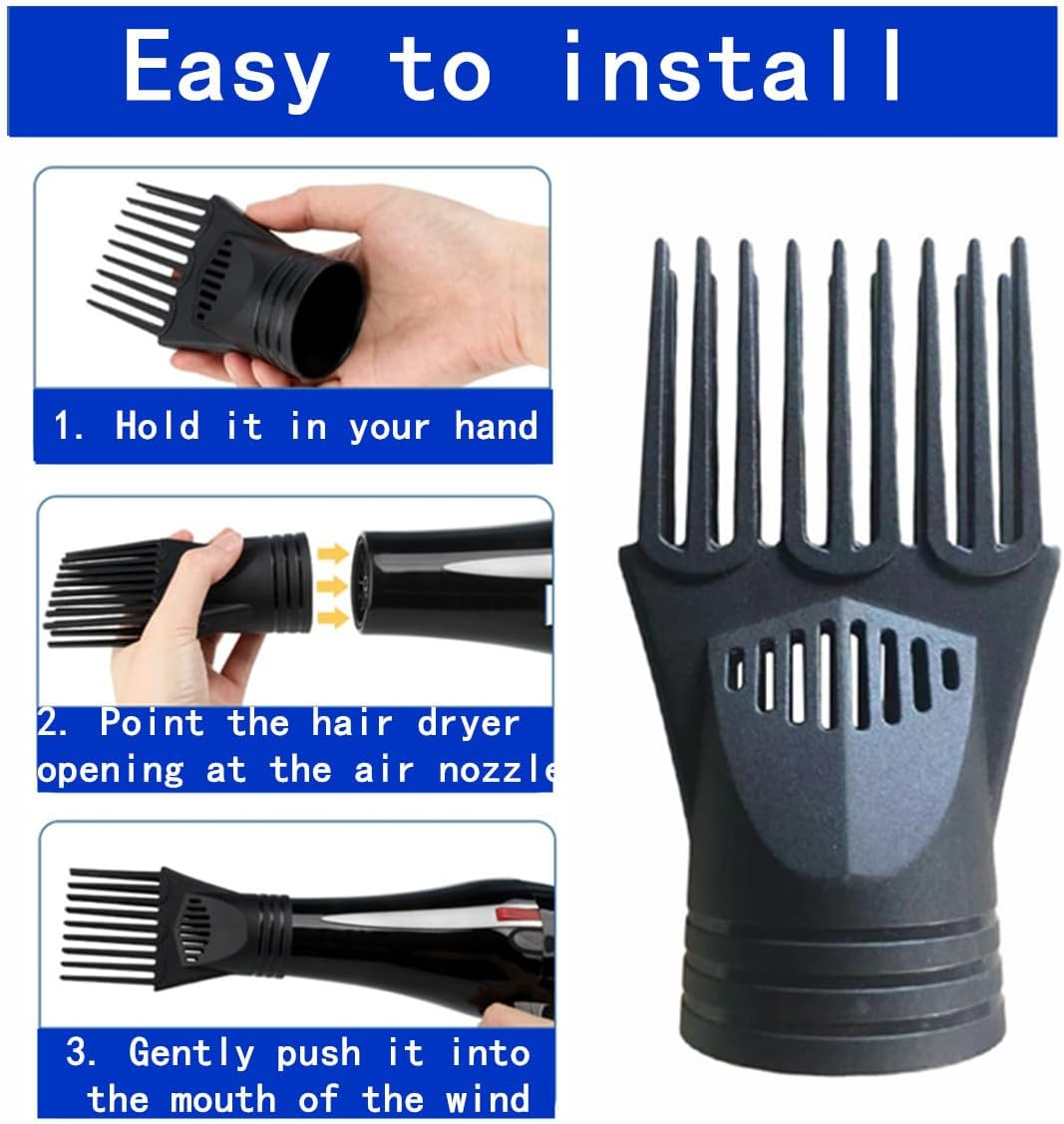 2 Pcs Hair Dryer Comb Accessories, Hair Dryer Cover,Hairdressing Salon Nozzle, Universal Plastic Blow Cover Comb Attachment for Straightening Detangling and Barber Salon image number 3