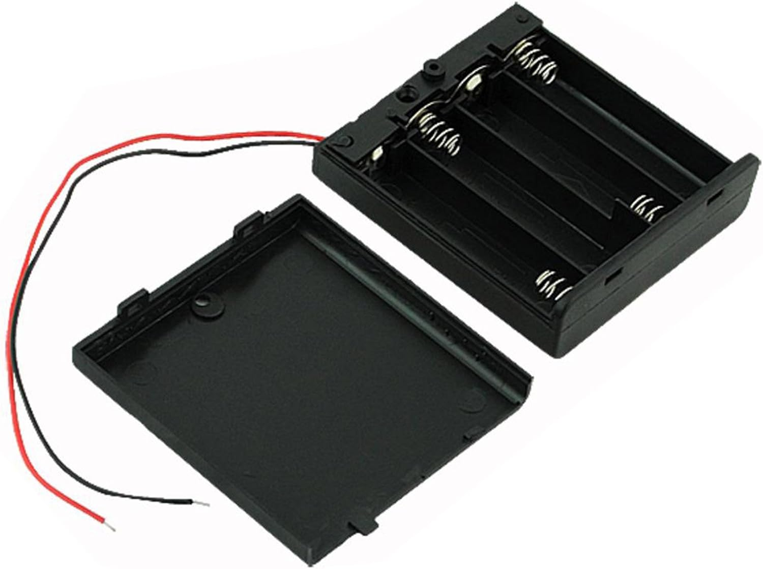 Ogrmar On/Off Switch 4 X 1.5V AA Battery Case Holder Leads Black W Cap 2Pcs