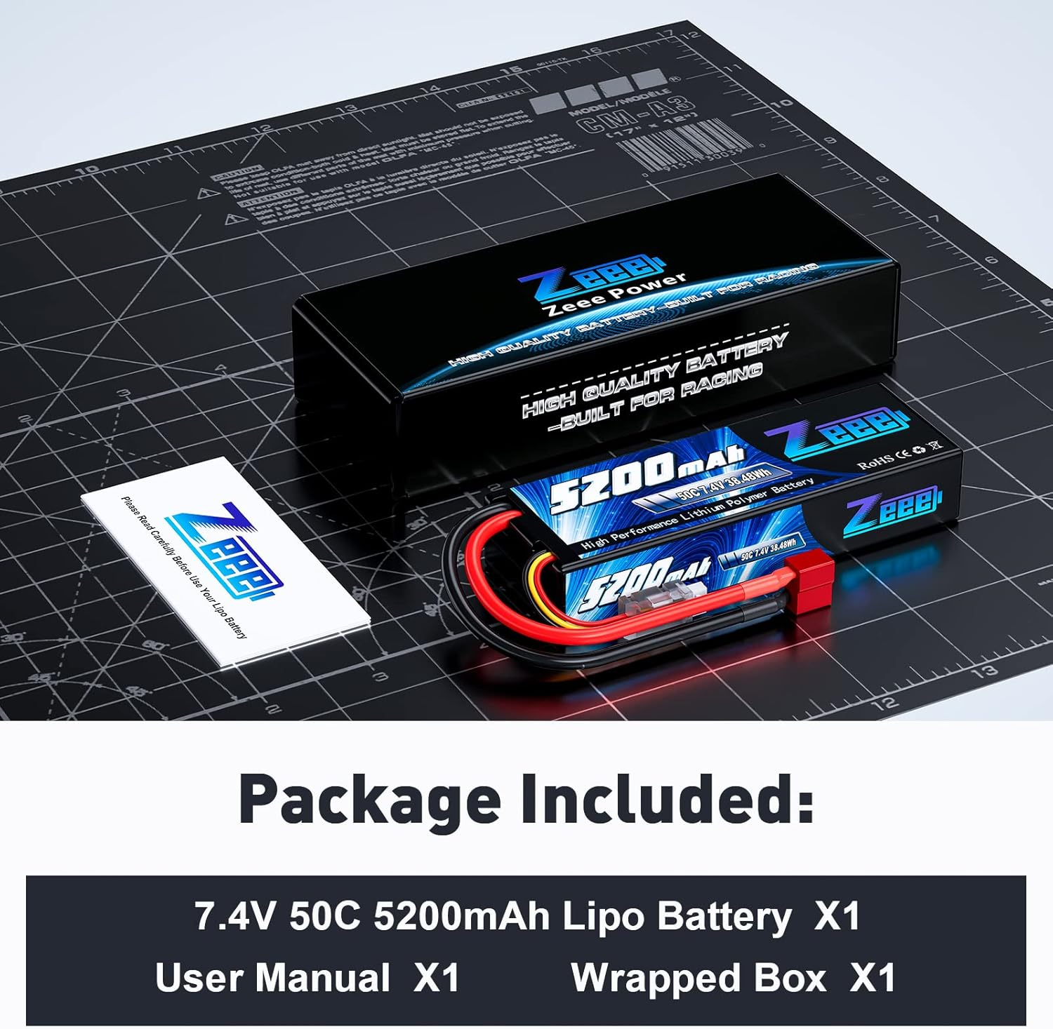 Zeee 2S Lipo Battery 7.4V 5200Mah 50C Hard Case Battery with T Connector for RC Truck Truggy Heli Airplane Drone FPV Racing image number 1