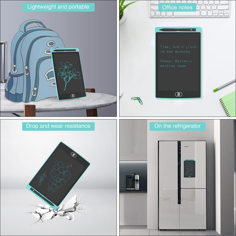 [2 Pack] 8.5 Inches LCD Writing Tablet with 2 Magnets,Tiqus Magnetic Electronic Ewriter Kitchen Memo Notice Fridge Board Magnetic Daily Planner Checklist (Light Blue)