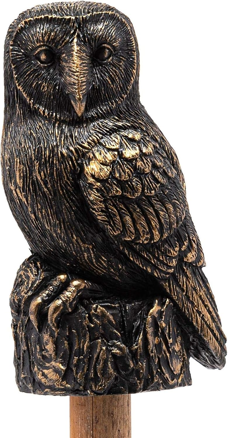 Jardinopia Garden Decor Antique Bronze Barn Owl Stake Topper image number 1