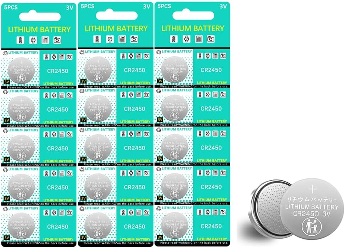 CR2450 15PC 3V Lithium Battery Coin Cell 3V Button Battery Long Lasting CR 2450 Compliant with Coin Battery Safety Standards 2020 image number 3