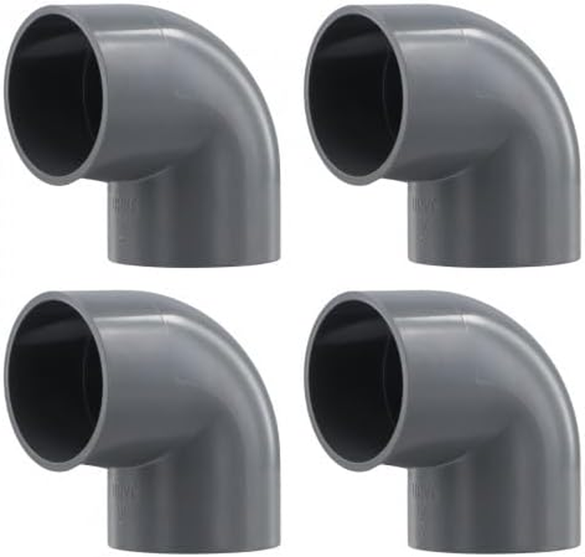 Ziyonix 4 Pieces PVC Pipe, 50Mm Pressure Solvent Weld Bend Durable PVC Pipe Connector Conduit Accessories Elbow 90 Degree Elbow for Sewer Plumbing Drain Pipe Water Supplies image number 1