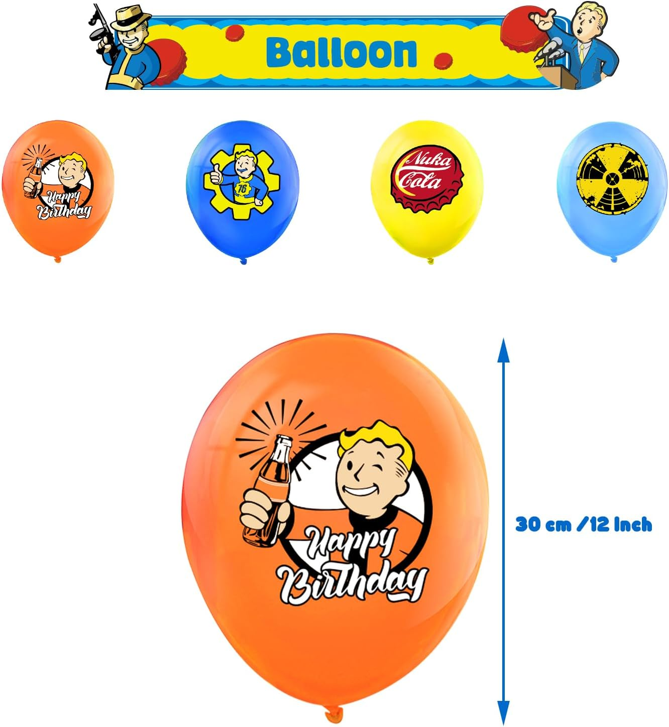 Game Birthday Party Supplies,Game Party Decorations Included Birthday Banner,Cake Topper,12 Cupcake Toppers,16 Balloons image number 5