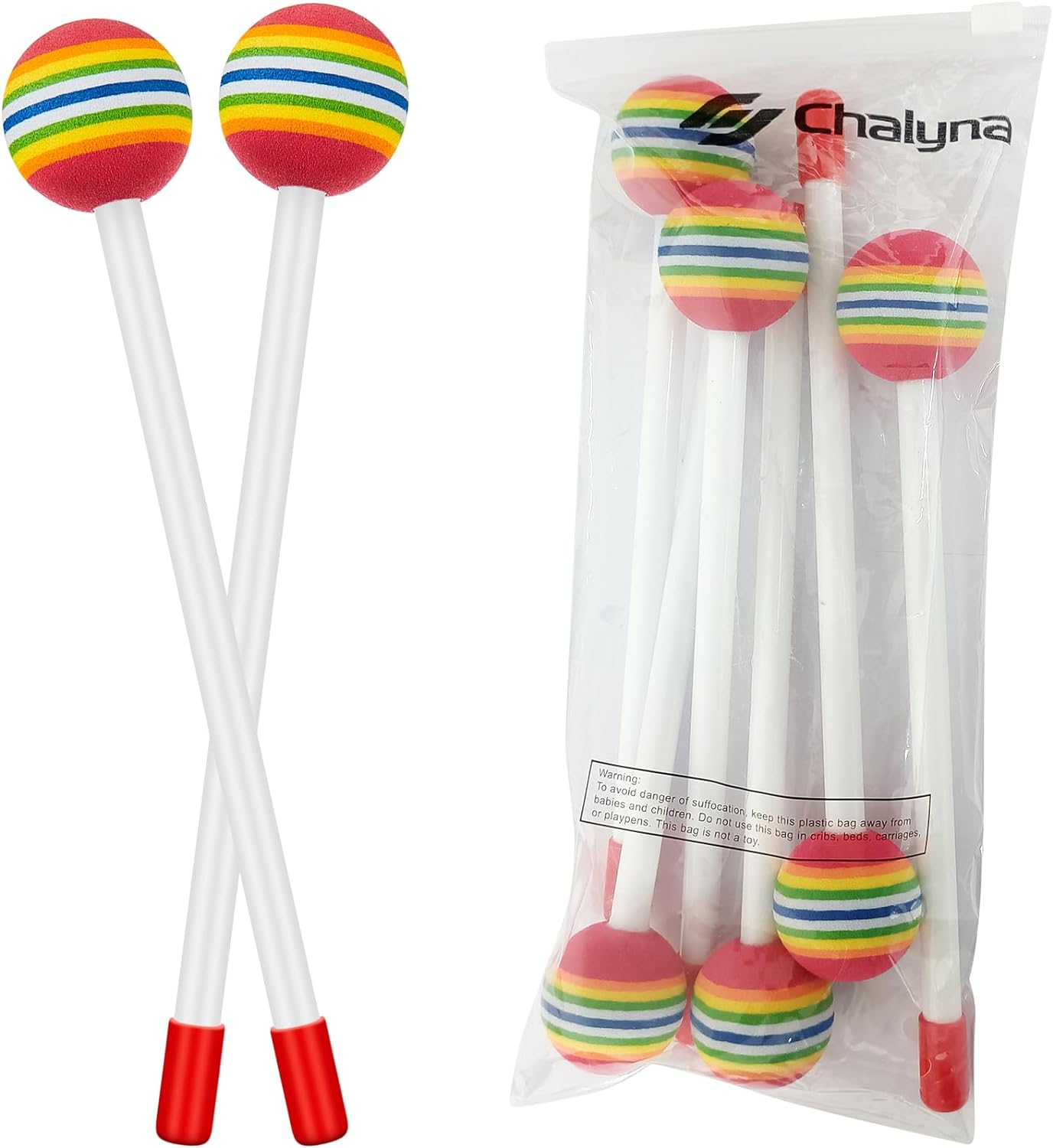 Chalyna 6 Pieces Lollipop Felt Drum Stick Soft Lollipop Timpani Mallets Foam Head Percussion Sticks Rainbow Plastic Drumsticks for Kids Hand Percussion Toy Gift Musical Instrument Accessories image number 5