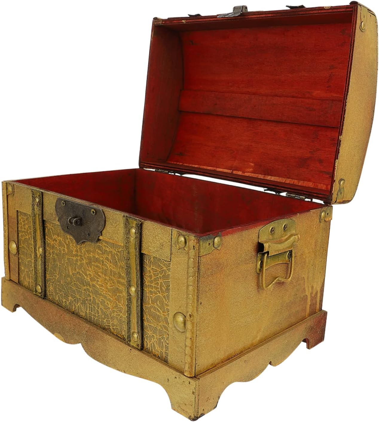 MAGICLULU Retro Pirate Box Lock Wooden Vintage Treasure Chest for Cosplay Props Decorative Storage Case for Home Party Use image number 4