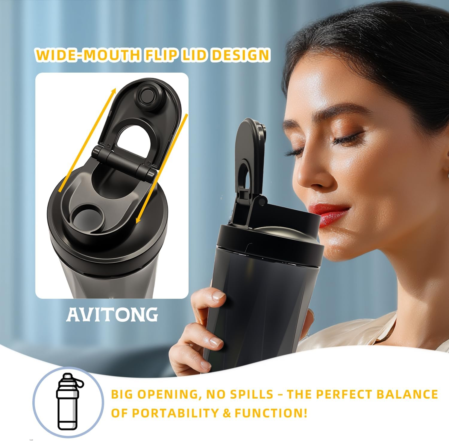 AVITONG Portable Blender USB-C Rechargeable, 710Ml Bpa-Free Cup, Personal Smoothie Maker with Lid, Ice Crushing Juicer for Travel, Gym, Office image number 1