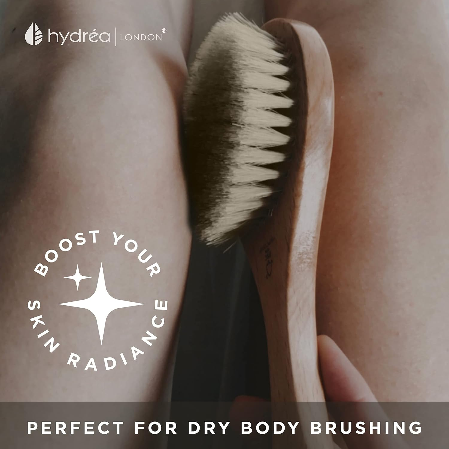 Hydrea London Dry Body Brush &ndash; Premium Exfoliating Dry Skin Brush Cactus Bristle, Vegan Dry Brush Cellulite Remover, Exfoliating Body Scrubber for Lymphatic Drainage, FSC&reg; Certified Beechwood - Brown image number 4