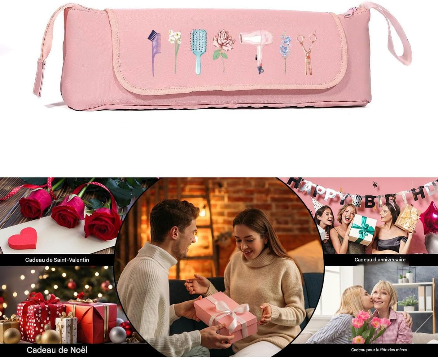 YNPQTDS Hairdressing Device Travel Bag, Portable Waterproof Heat Resistant Divider Bag for Hair Straighteners and Hair Accessories for Straighteners Scissors Hair Dryer image number 1