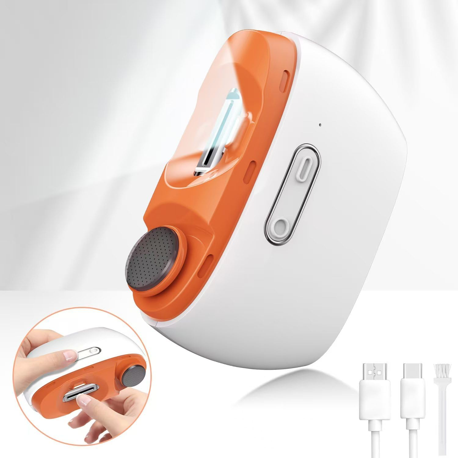 Electric Nail Clipper, Automatic Electric Baby Nail Trimmer with LED Light & 2 Speeds with Nail Scraps Storage, Toenail Clippers, Automatic Nail Clippers for Adults image number 3