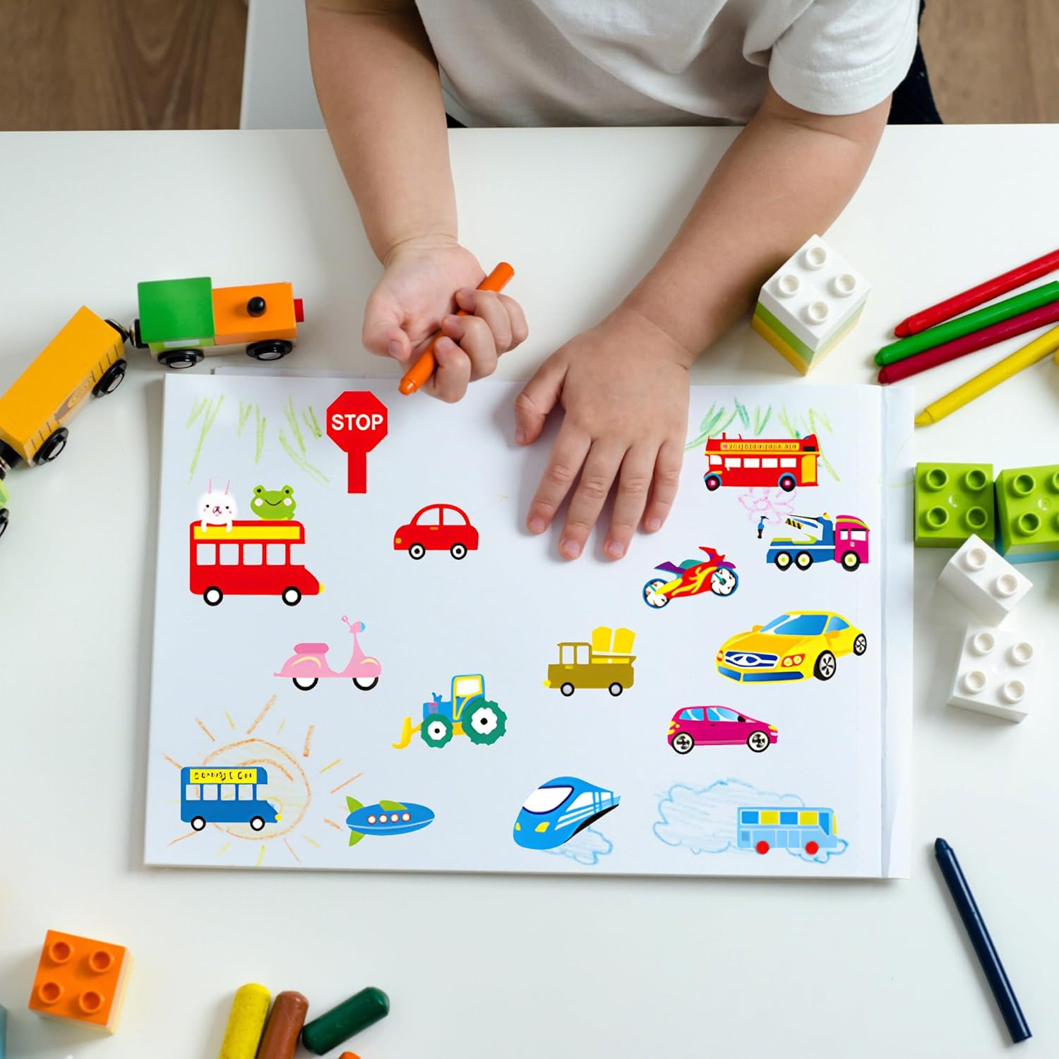 3D Puffy Stickers for Kids & Toddlers - 600+ Reusable, No Residue Peel off Stickers for Scrapbooks, Water Bottles & Laptops - Cute Sea Animal, Dinosaur, Car Stickers Bulk Pack image number 1