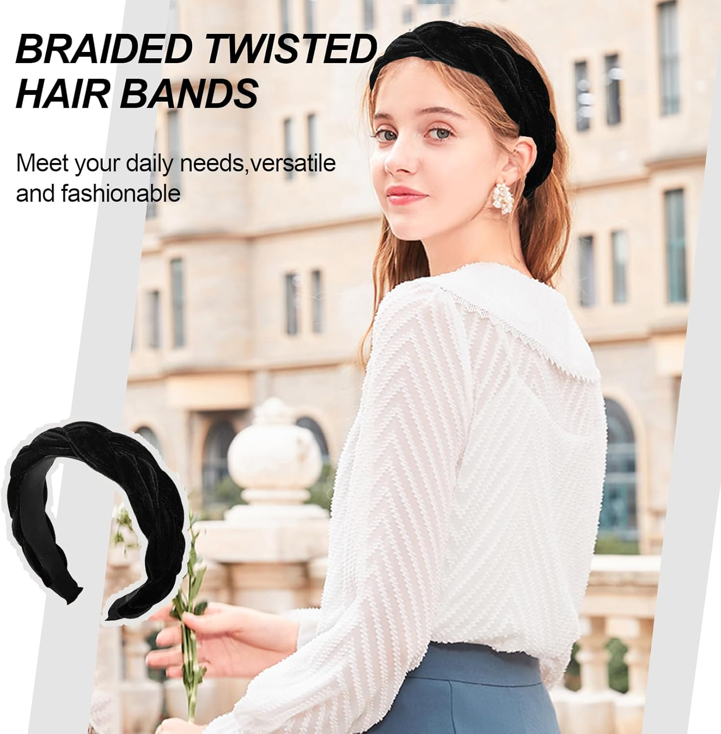 Women'S Headband, Black, Headband for Headband, Braided Headband, Women'S Headbands, Braided with Elastic, Adjustable Hair Bands, Cross Braiding Hair Band Accessories, Headband Oktoberfest image number 4