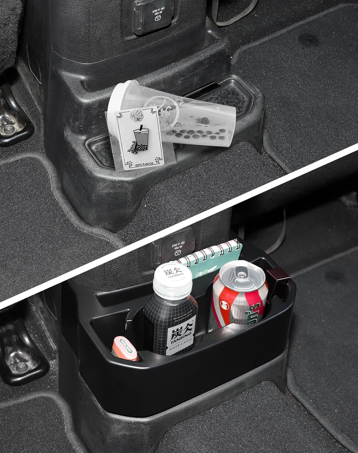 Jecar Backseat Cup Holder Floor Console Mounted Drink Holder Rear Storage Organizer Interior Accessories Compatible with Jeep Wrangler 2018-2023 JL JLU & JT Truck - Black B image number 5