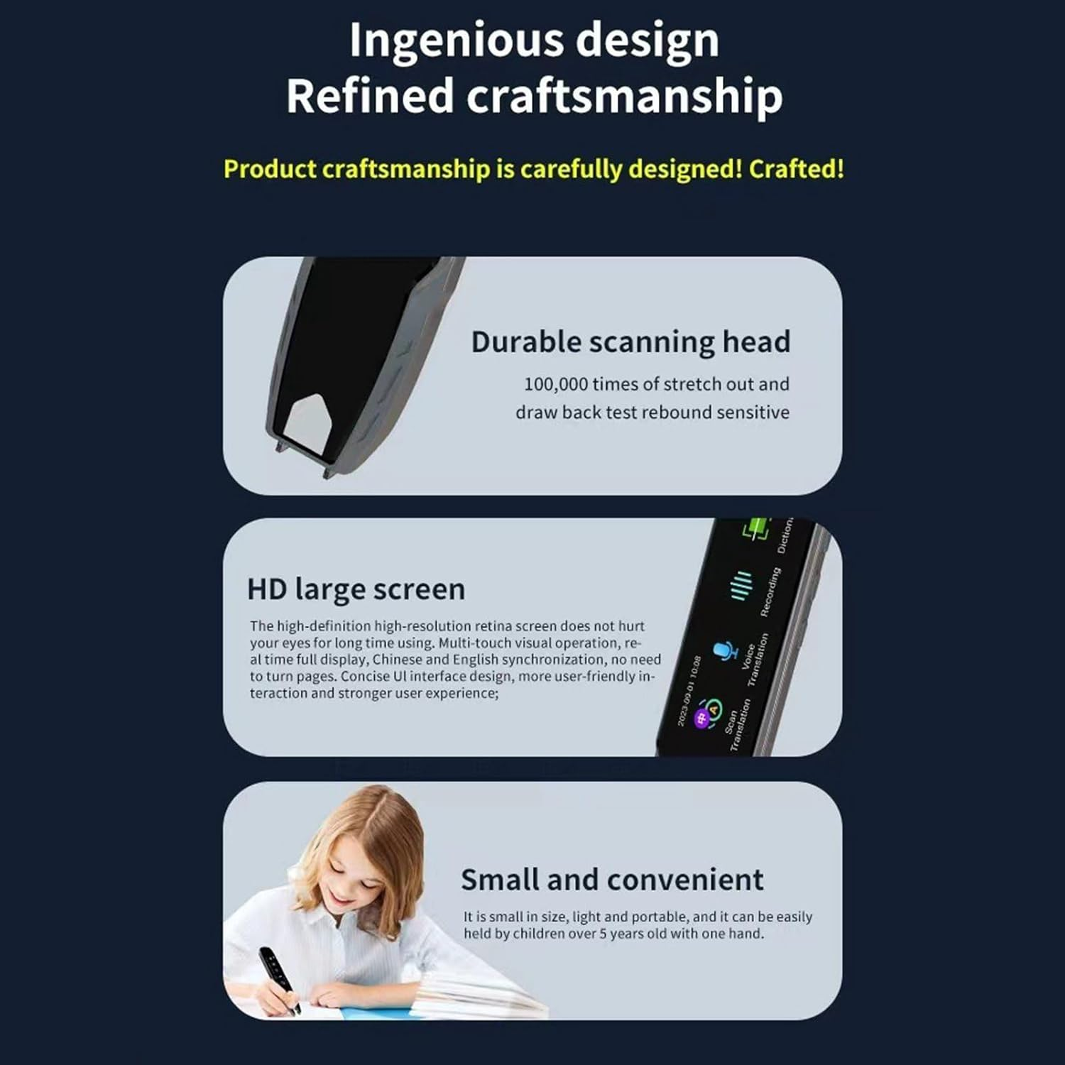 Translator Pen Scanner, Language Translator Device Text to Speech Device for Dyslexia, 240 Dictionary, Translation, Scanning, Recording Pen Translator for Languages Online image number 3