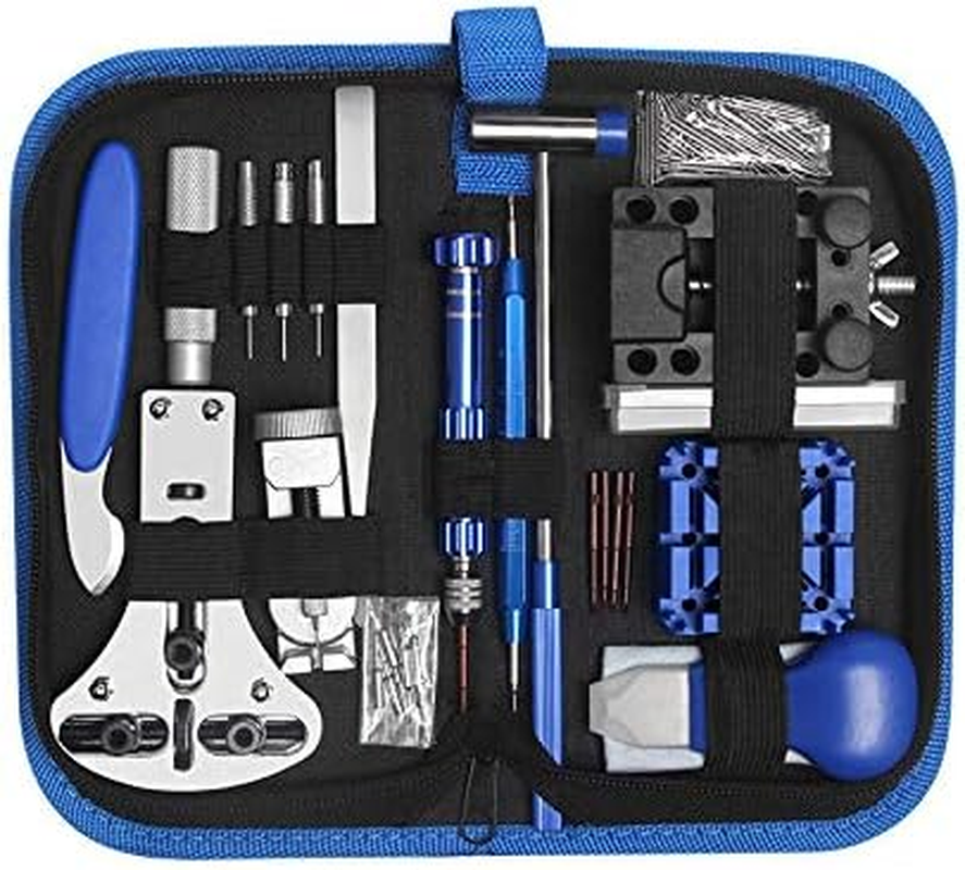 185Pcs Watch Repair Tool Kit, Dabobo Watch Upgraded Version Watches Tools Kits Battery Replacement Watchband Link Remover Adjustment Watch Back Removal Opener Spring Bar Repair with Carrying Case & Manual image number 5