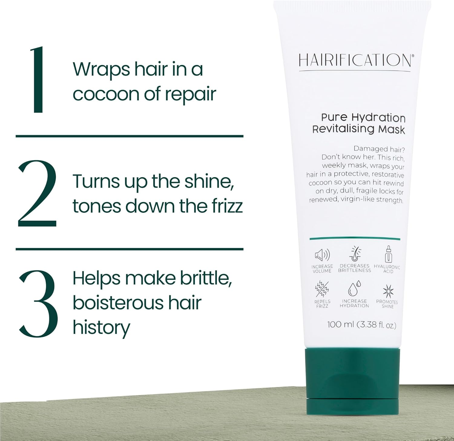 Hairification Pure Hydration Revitalising Hair Mask for Women, Weekly Smoothing Conditioner for Dry Brittle and Frizzy Hair, 100Ml image number 3