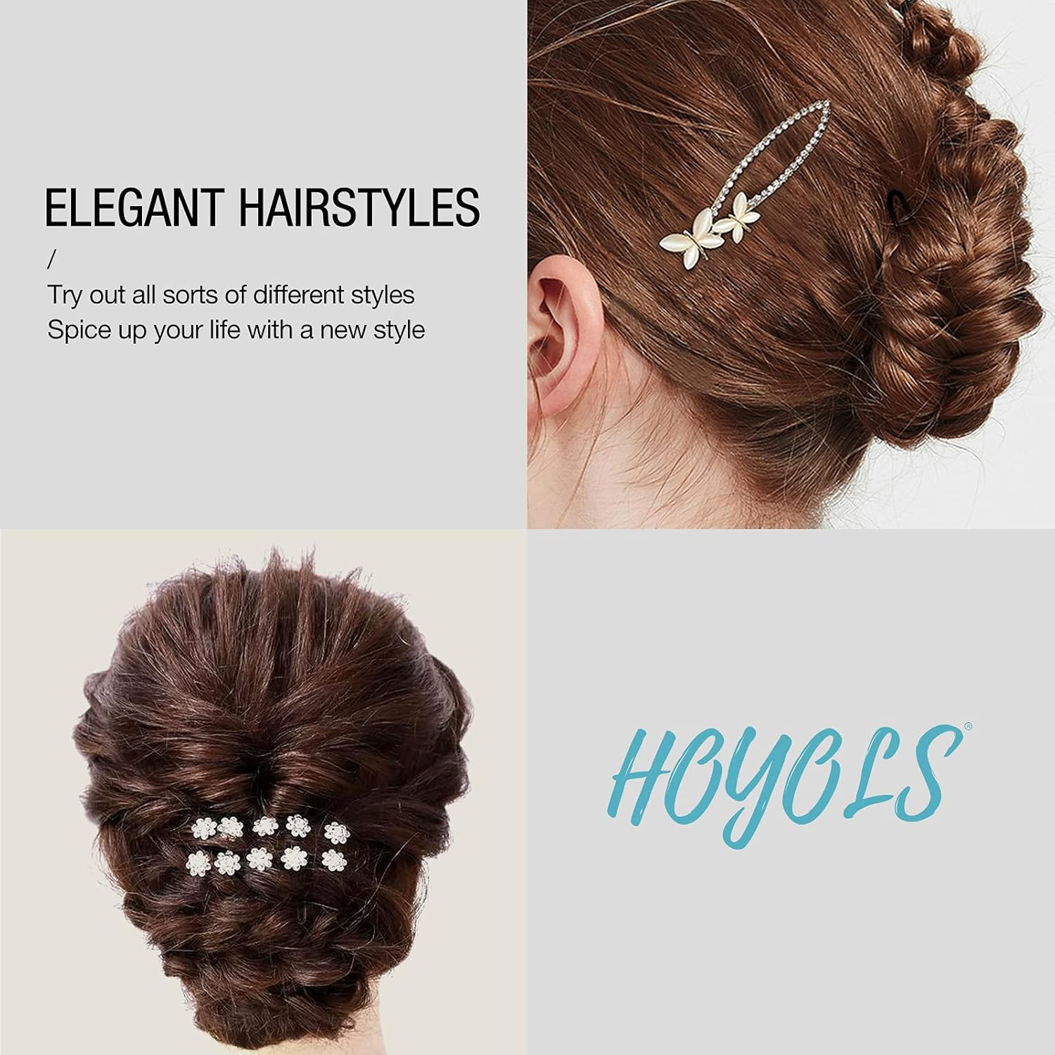 Hoyols U Shaped Hair Bobby Pins Black, Metal Curved Curly Waved Bun Clips Bobby Pins for Buns Women Girls Grips Hairstyle Salon Accessories Updo, 100 Count 2.4 in (Black) image number 4
