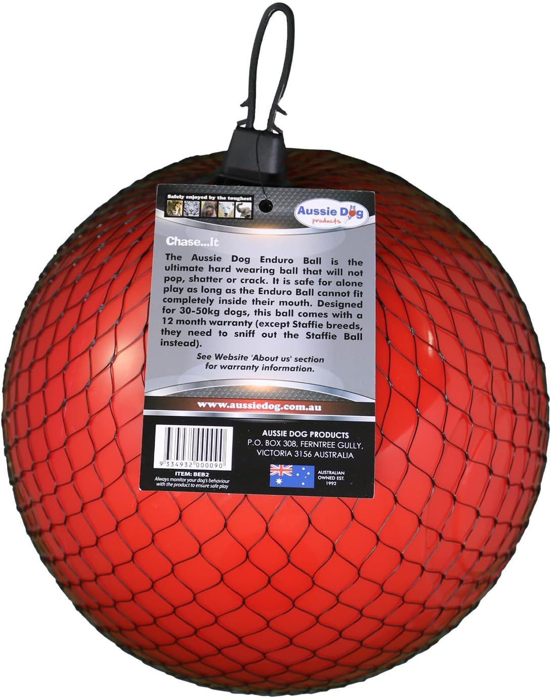 Aussie Dog Products 19Cm Pet Enduro Interactive Hard Ball Play Toy Outdoor Red M image number 3