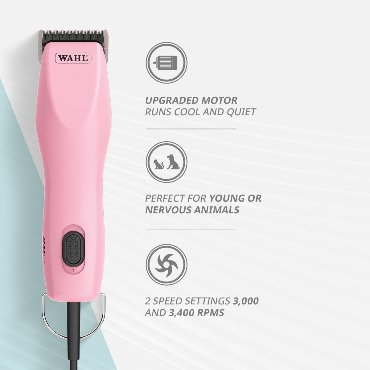 Wahl KM2+ Upgraded Motor Two-Speed Professional Animal Clipper, Corded, for Pet Grooming - Pink