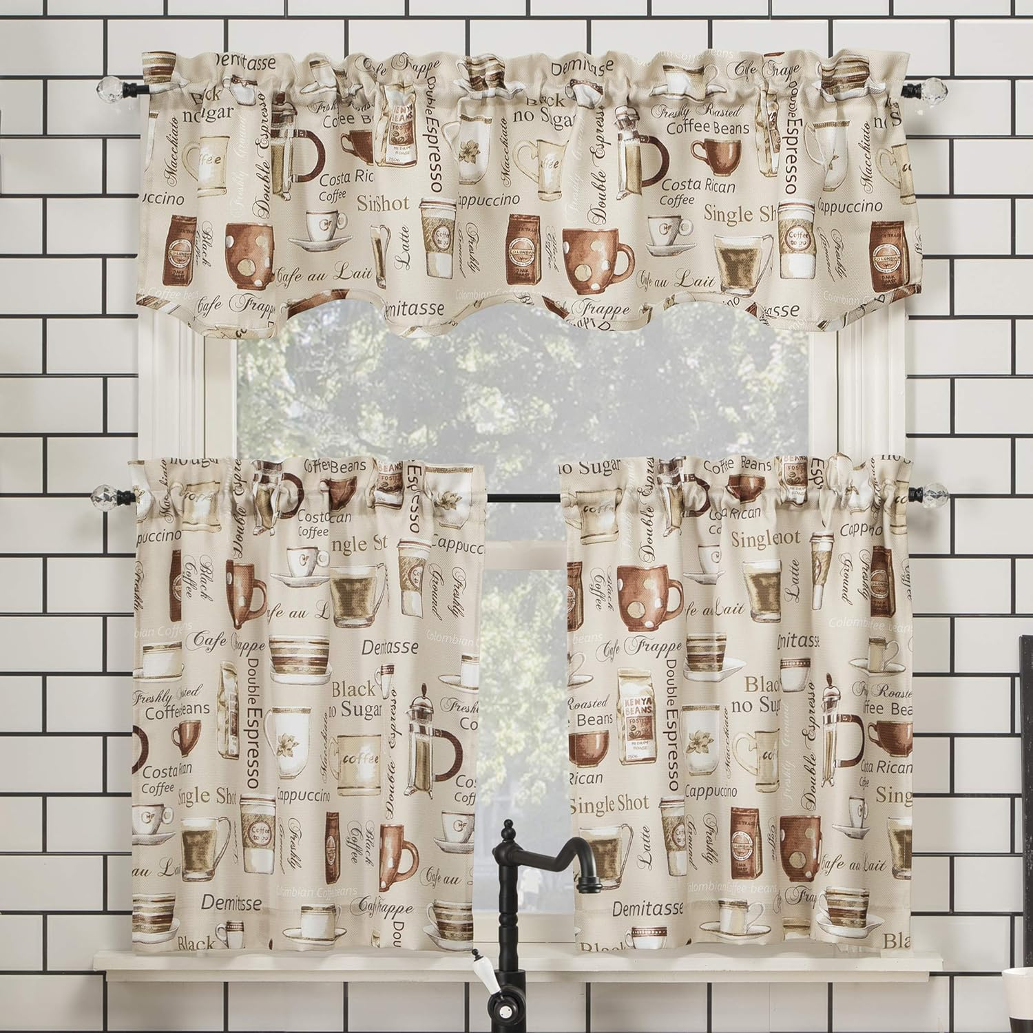 No. 918 Bristol Coffee Shop Semi-Sheer Rod Pocket Kitchen Curtain Valance and Tiers Set, 54" X 36", Ivory Off-White image number 3