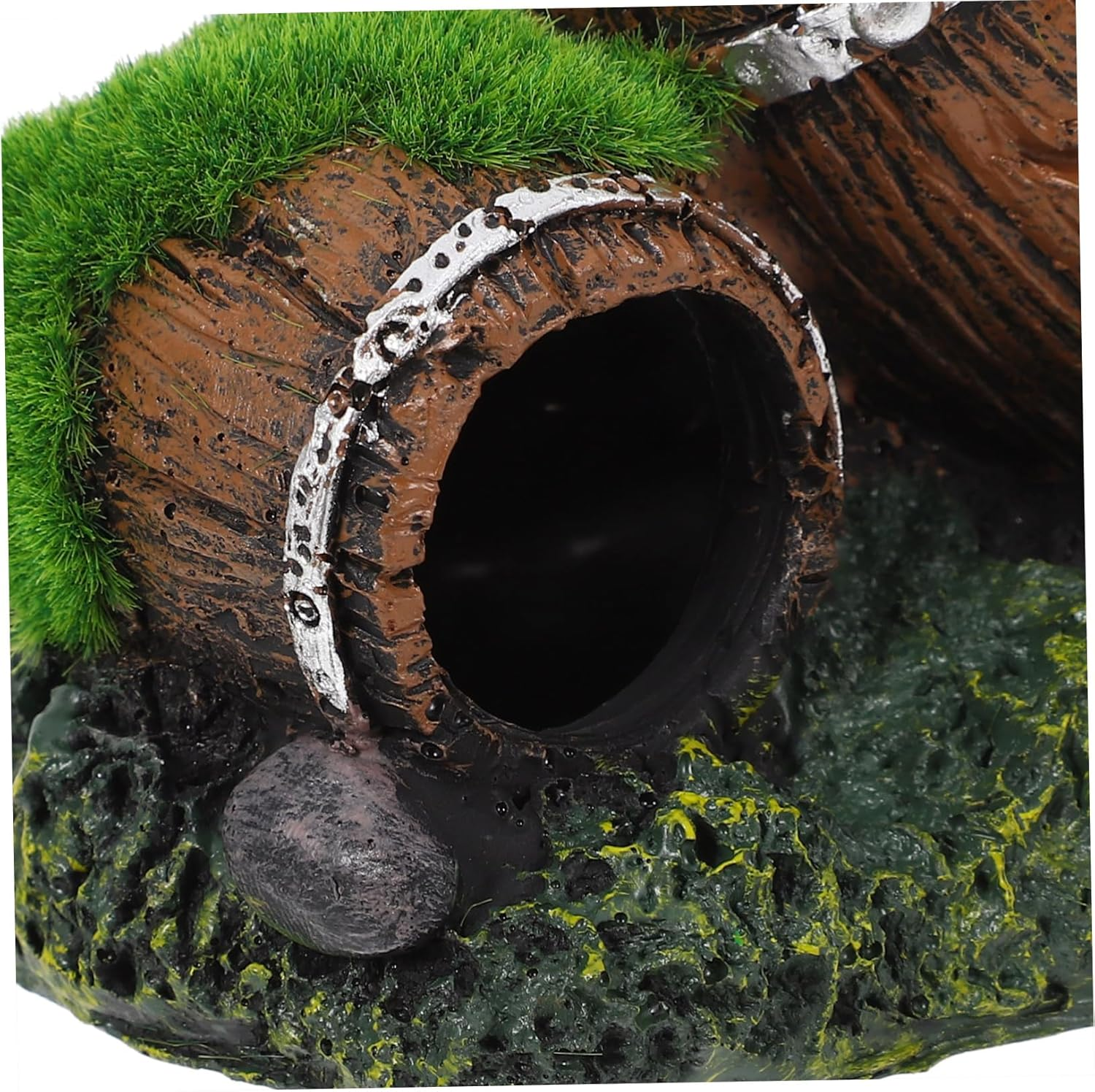 JUMPLAWN Aquarium Decorations Resin Barrel Ornament Unique Fish Tank Hideout for Freshwater and Saltwater Fish and Easy to Clean Small for Cozy Aquatic Landscaping
