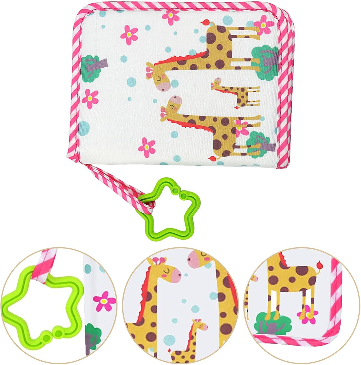 Bestonzon Photo Album for First Year Soft Cloth Growth Recording Book with Pink Trim for Boy Milestones Newborn Keepsake for Memories And image number 1