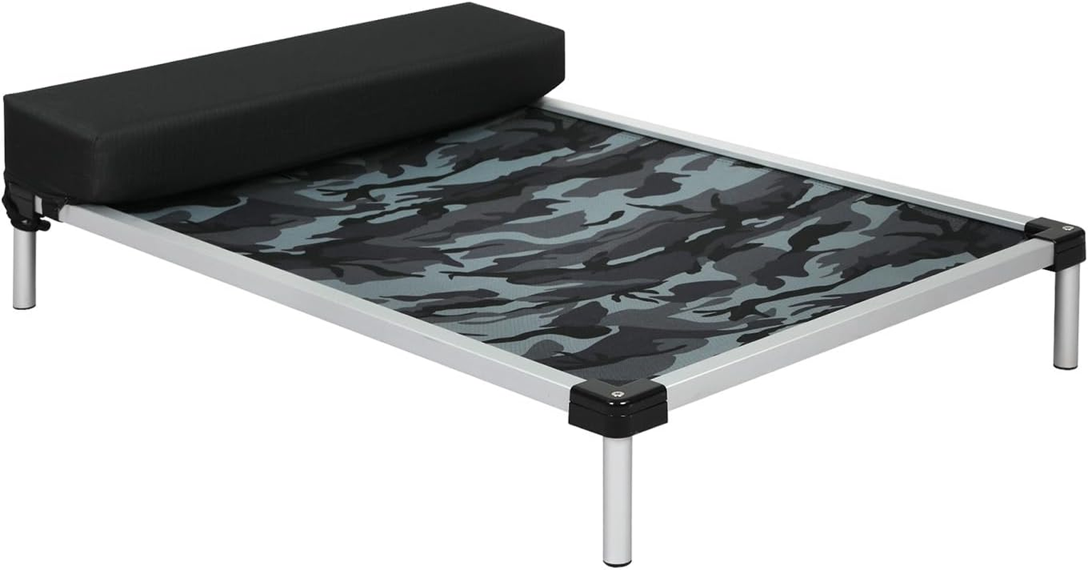 Pawz Elevated Dog Beds,Raised Pet Trampoline with Aluminum Frame,Chew Proof,No-Slip Feet,Durable Supportive Teslin Mesh/Oxford Cloth,Breathable,Indoor and Outdoor Use, Pillow Support