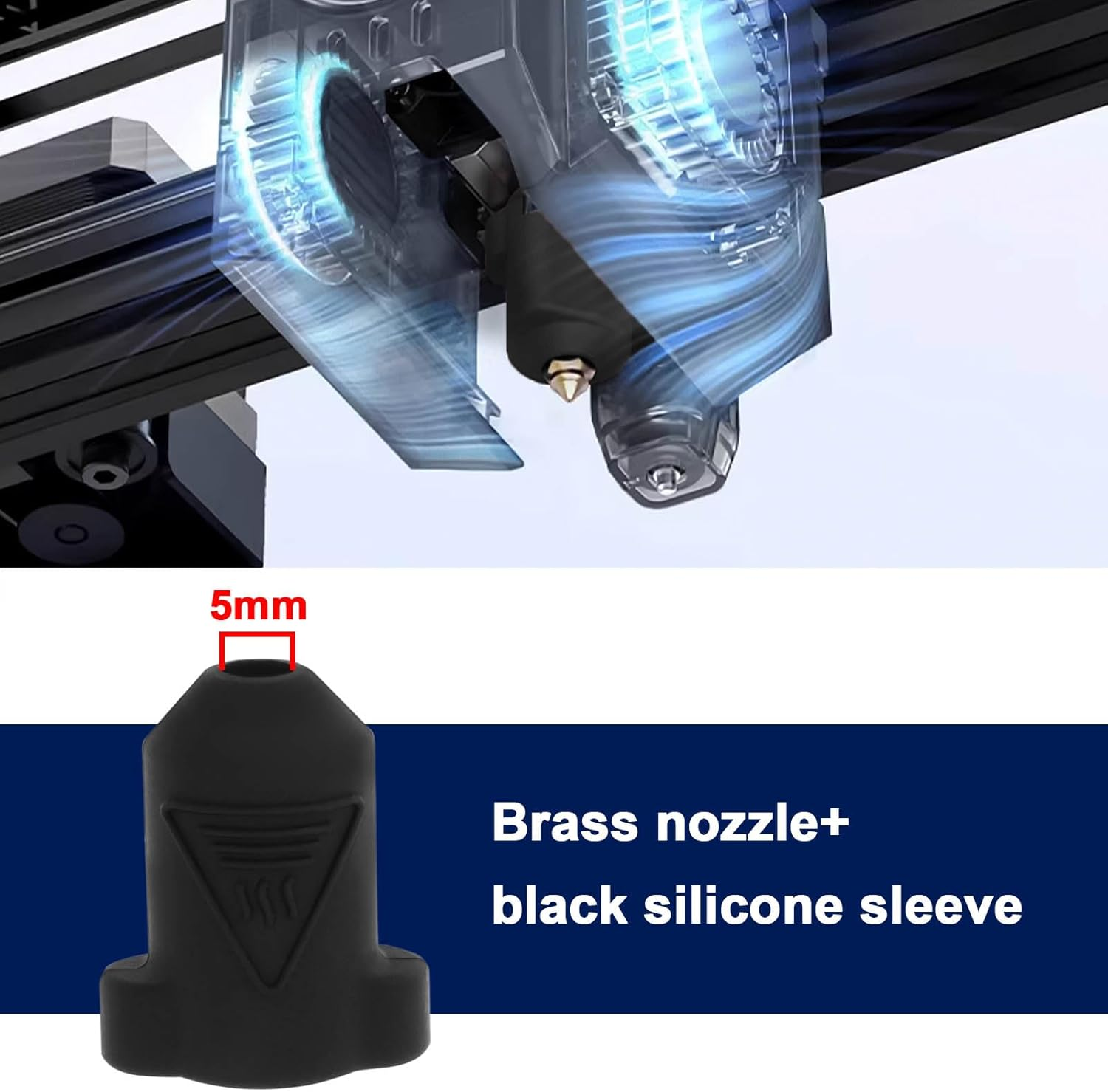 SG Store 5 Set 3D Printer Brass Nozzles Black Silicone Socks Kit Including 5PCS 0.4Mm Nozzles and 5PCS Silicone Socks Compatible with Creality K1 /K1 Max image number 1