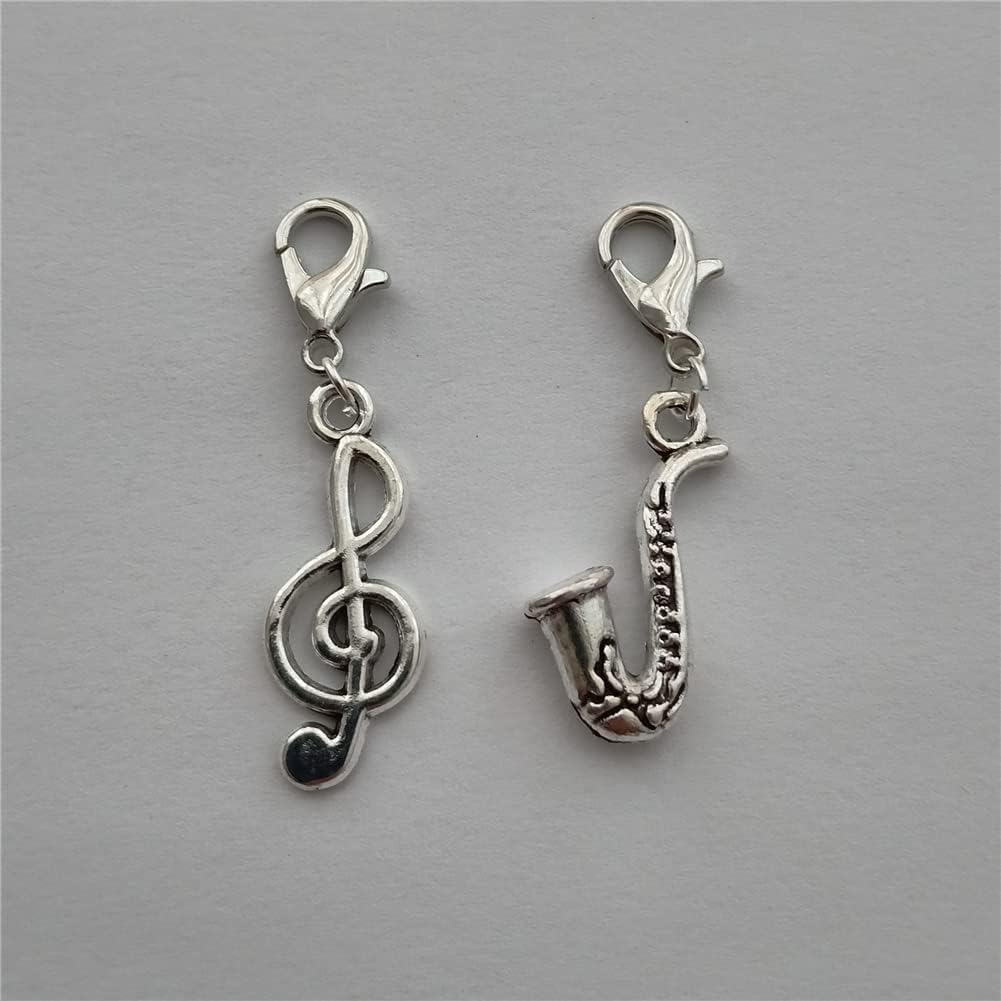 3Pcs in Set Saxophone Keychain, Sax Music Note Clip on Charm, Tiny Musical Instrument Charms, for Music Lover