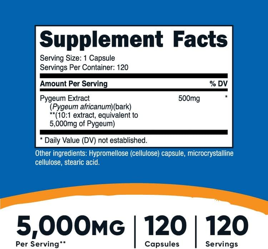 Nutricost Pygeum 5000Mg, 120 Capsules - Veggie Capsules, Non-Gmo, Gluten Free, Vegetarian Friendly image number 3