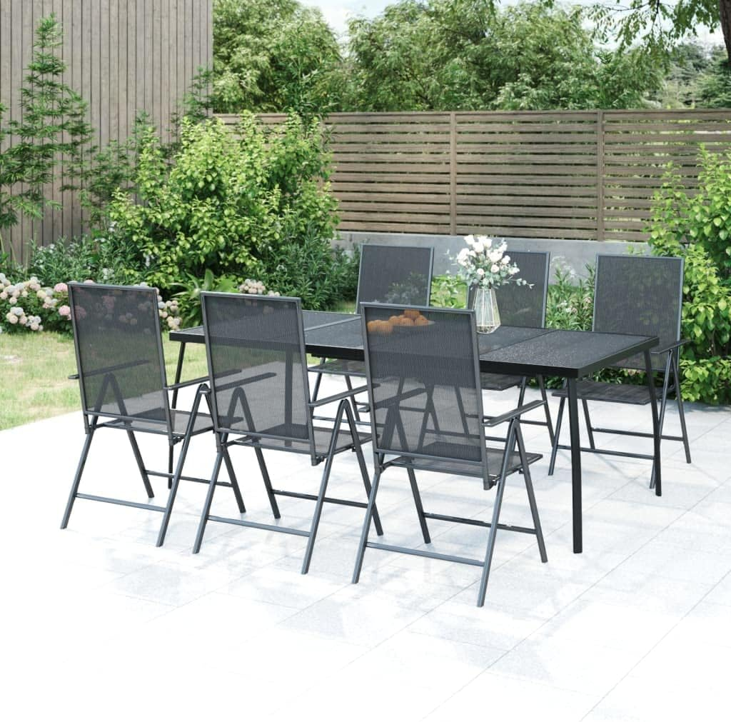 'Vidaxl Anthracite Garden Table with Steel Mesh Design - Outdoor Dining Table with Stable Steel Frame image number 4