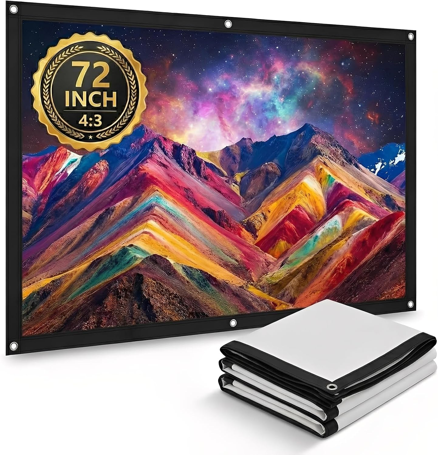 Video Projection Screen,72Inch 4:3 Portable Projector Screen,Foldable Outdoor Projector Screen for Home Theater Outdoor Indoor (Denash4Ot2Amy07X-02) image number 3