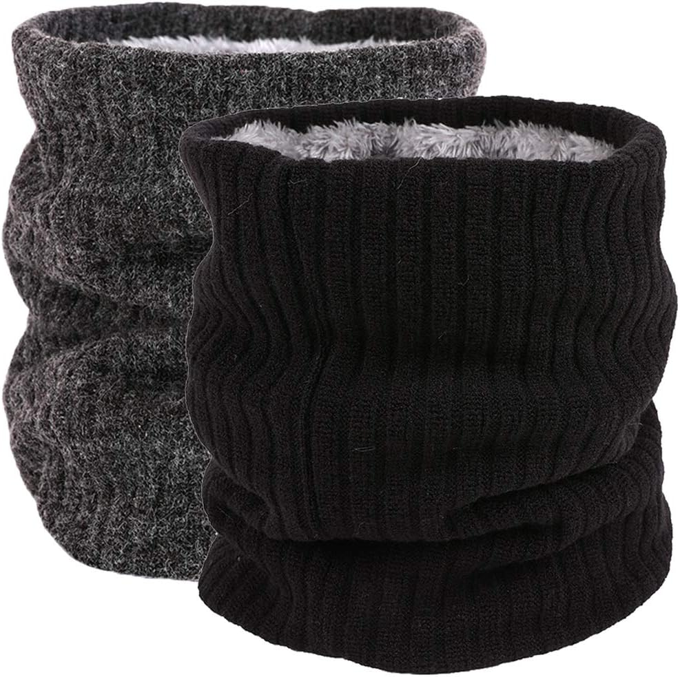 Fleece Neck Warmer Thermal Snoods Unisex Thick Winter Cold Weather Knitted Circle Scarf for Cycling Motocycle Sports