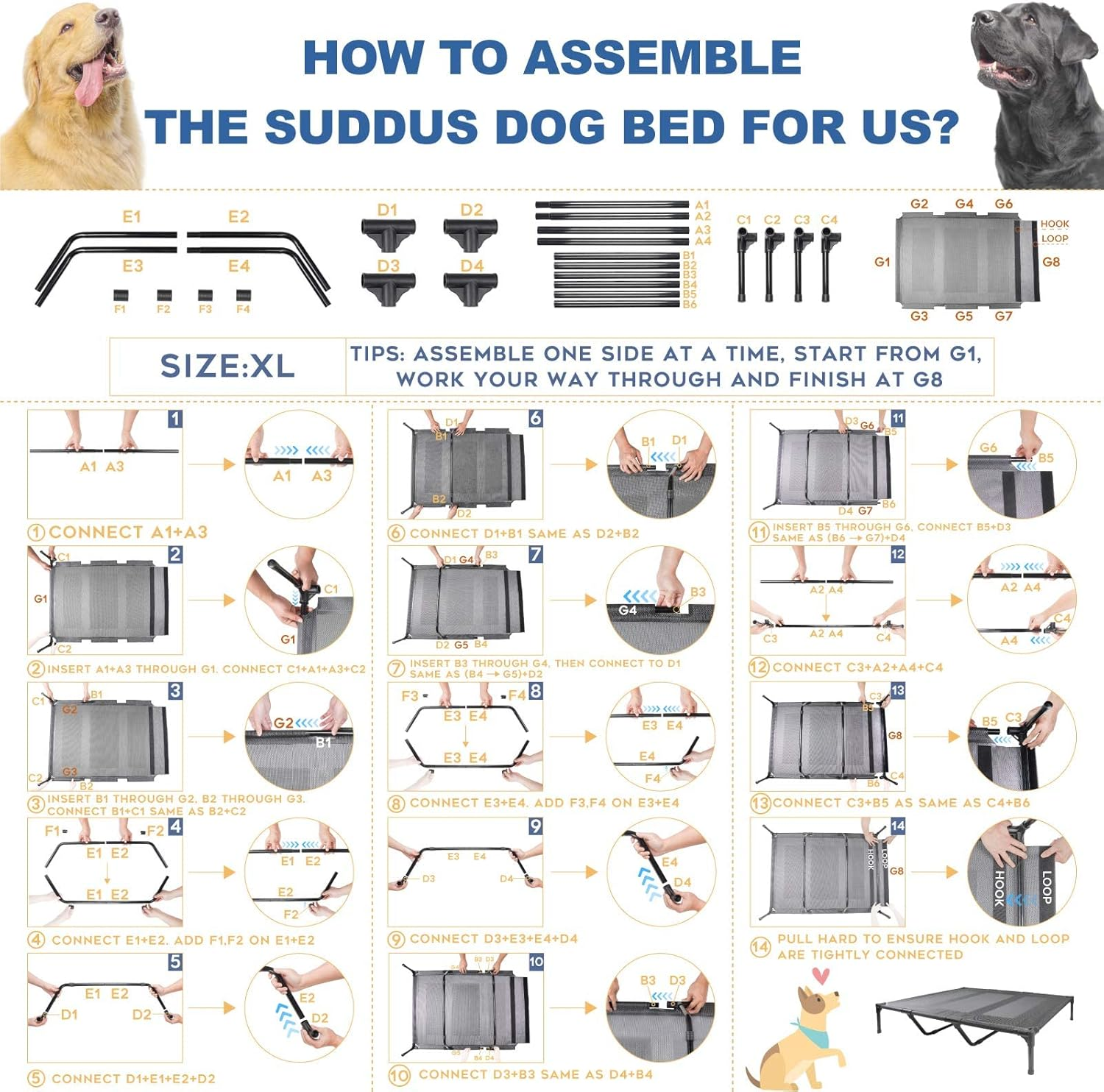 SUDDUS Elevated Dog Bed - Waterproof, Portable, Raised off Floor - Easy Clean for Indoor or Outdoor Use - Medium, Red