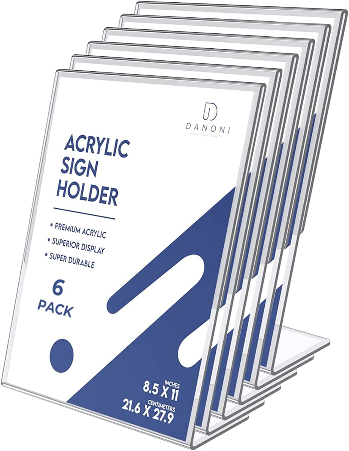 Clear Acrylic Sign Holder - 6Pack 8.5X11'' Flyer Document Brochure Paper Display Holder with Vertical Slant Back for Office Desktop - Plastic Menu Stands for Restaurant Tabletop image number 2